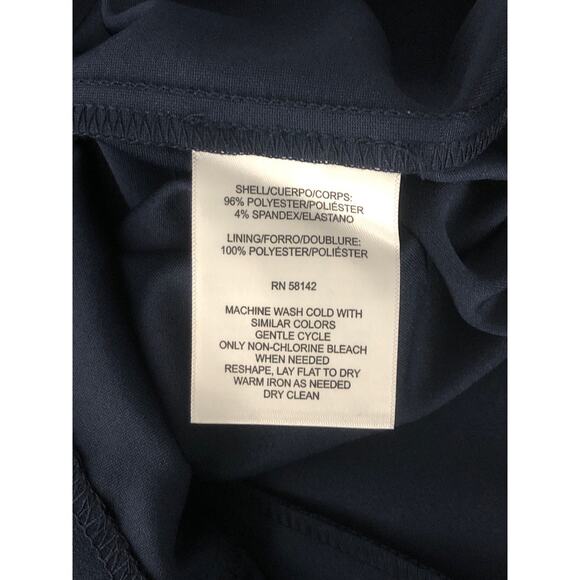 London Times Sheath Dress Petite Women's Size 12P Bow Neck Navy NEW - Picture 9 of 9